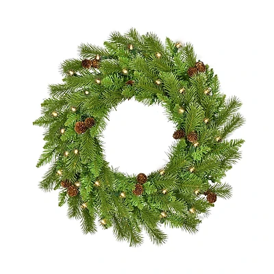 Kurt Adler 24-Inch Pre-Lit Clear Incandescent Pinecone Wreath