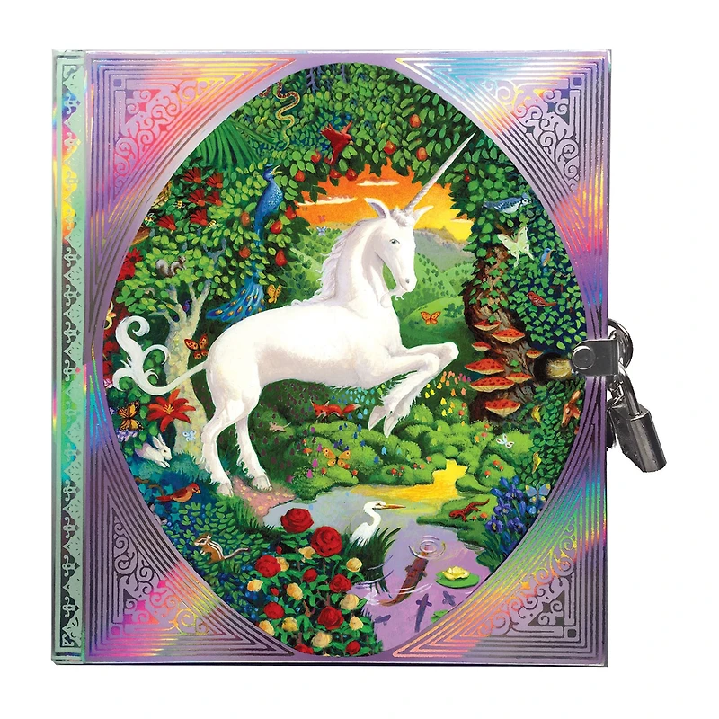 Eeboo Unicorn Hardcover Journal With Lock And Key Art Set