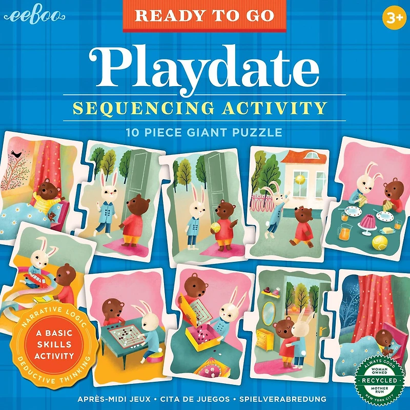 Eeboo Ready To Go Puzzle - Playdate - Sequencing Activity Ages 3 And Up 10-pc. Puzzle