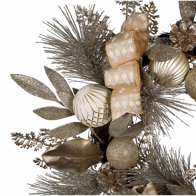 Kurt Adler Gold And Champagne Rattan Wreath
