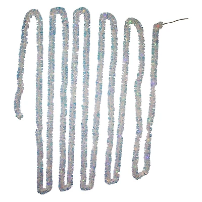 Kurt Adler 32.8-Foot Battery-Operated Iridescent Tinsel Garland with 100 Multi-Colored Lights