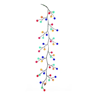 Kurt Adler 6-Foot Green Garland with 48 Multicolor LED Ball Lights