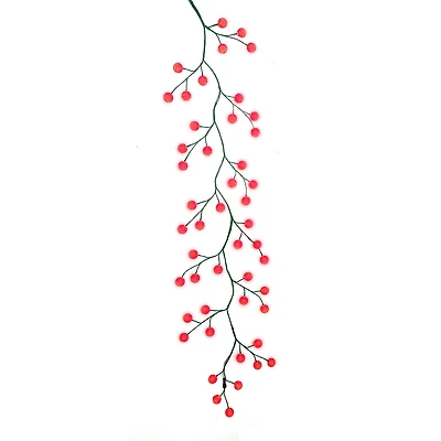 Kurt Adler 6-Foot Green Garland with 48 Red LED and Red Ball Lights