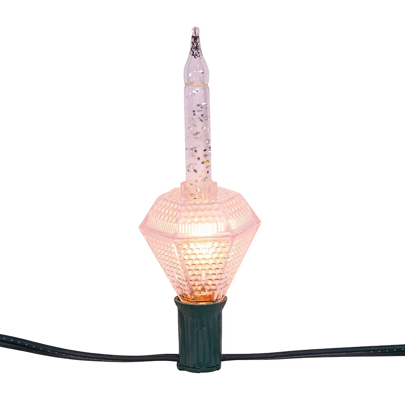 Kurt Adler 7-Light Silver Glitter Diamond Bubble Light Set
