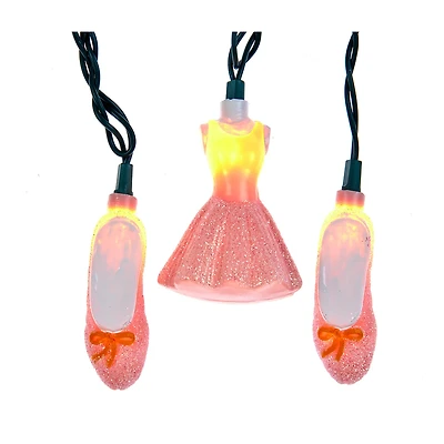 Kurt Adler UL 10-Light Glitter Tutu and Ballet Shoes Set