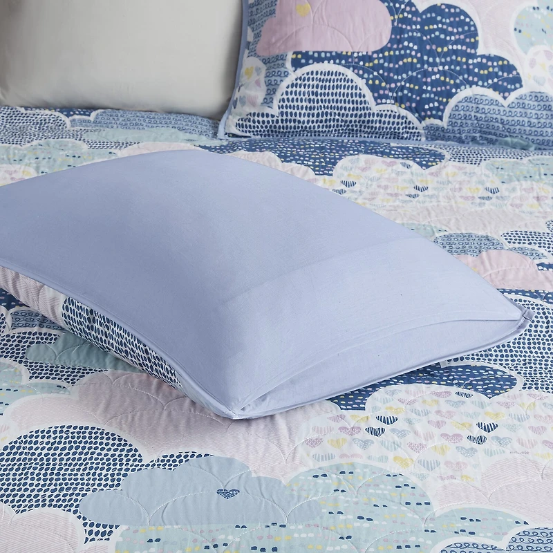 Intelligent Design Bliss Reversible 100% Cotton Quilt Set With Throw Pillows