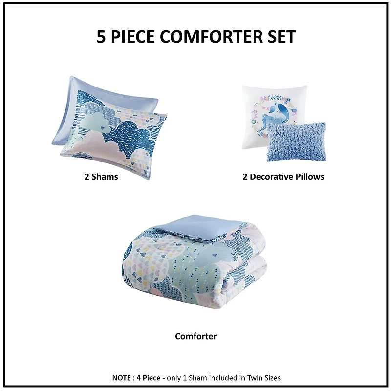 Intelligent Design Bliss 100 % Cotton Comforter Set with Decorative Pillows