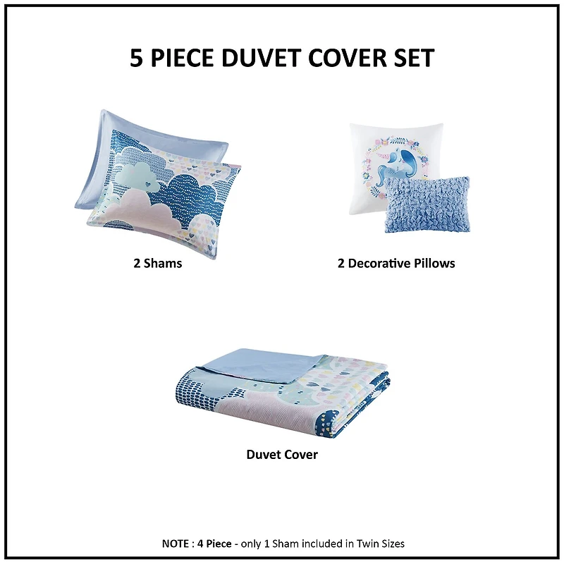 Intelligent Design Bliss 100% Cotton Duvet Cover Set with Decorative Pillows