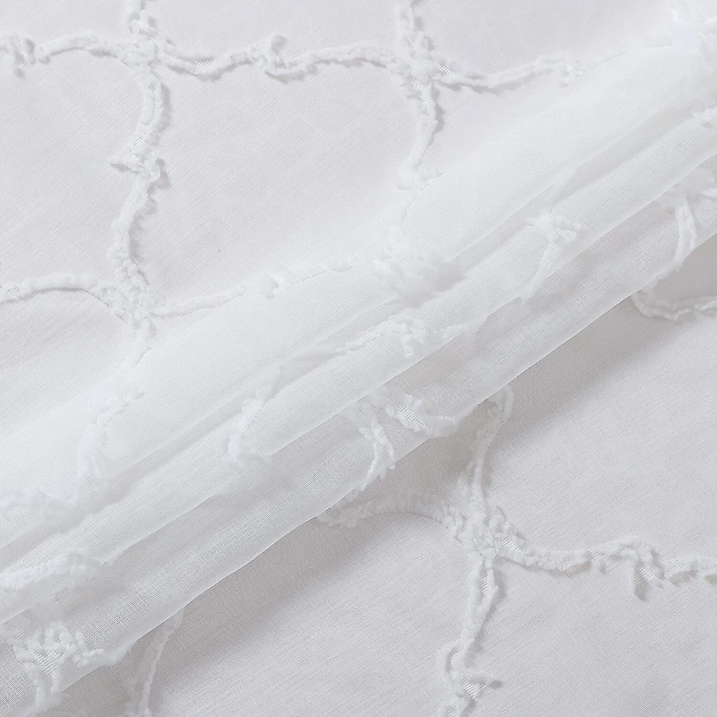 Laura Ashley Berwyn Rod Pocket Embroidered Sheer Set of 4 Curtain Panel