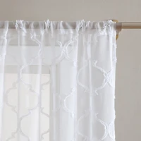 Laura Ashley Berwyn Rod Pocket Embroidered Sheer Set of 4 Curtain Panel