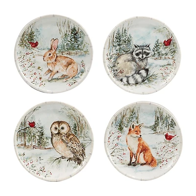 Certified International Winter's Walk 4-pc. Earthenware Dessert Plate