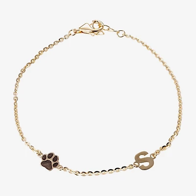Womens 14K Gold Over Silver 6 3/4 Inch Solid Cable Id Bracelet