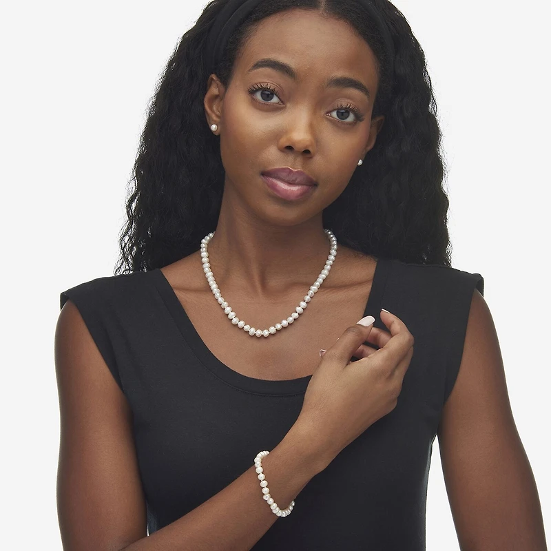 Womens Cultured Freshwater Pearl Sterling Silver -pc. Jewelry Set