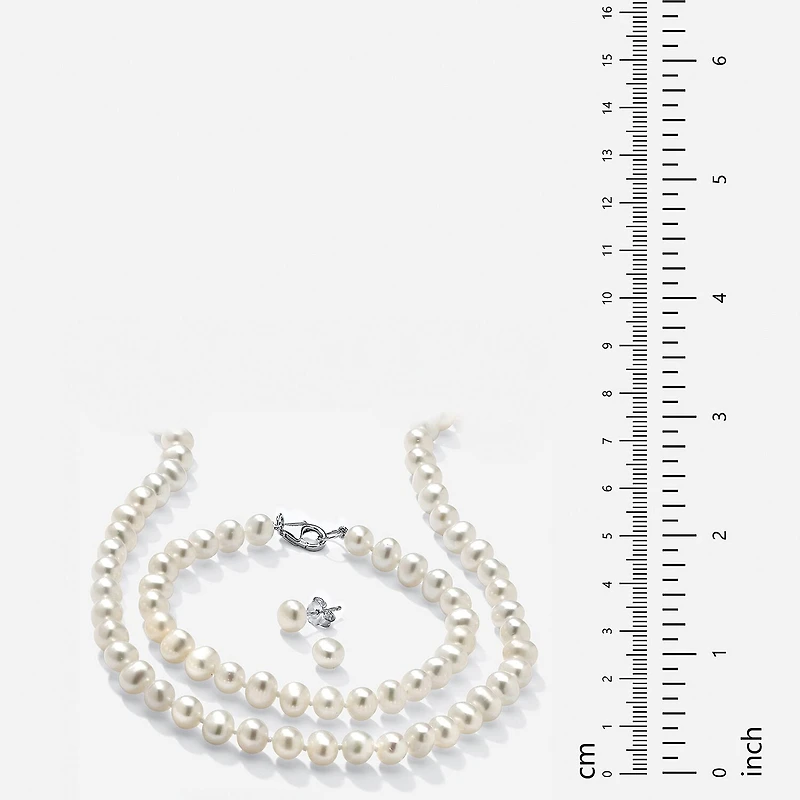 Womens Cultured Freshwater Pearl Sterling Silver -pc. Jewelry Set