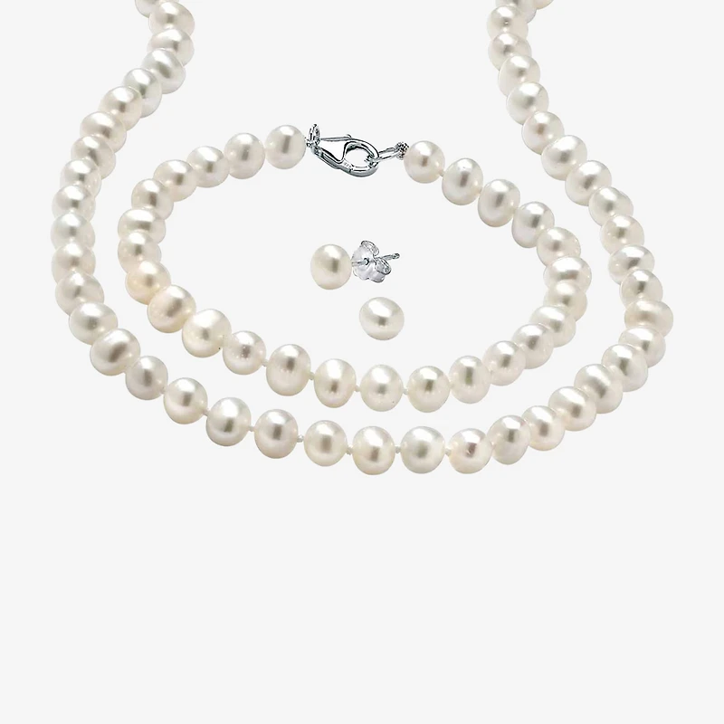 Womens Cultured Freshwater Pearl Sterling Silver -pc. Jewelry Set