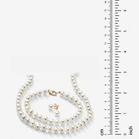 Womens White Cultured Freshwater Pearl 14K Gold Over Silver 3-pc. Jewelry Set