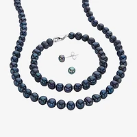 Womens Black Cultured Freshwater Pearl Sterling Silver 3-pc. Jewelry Set