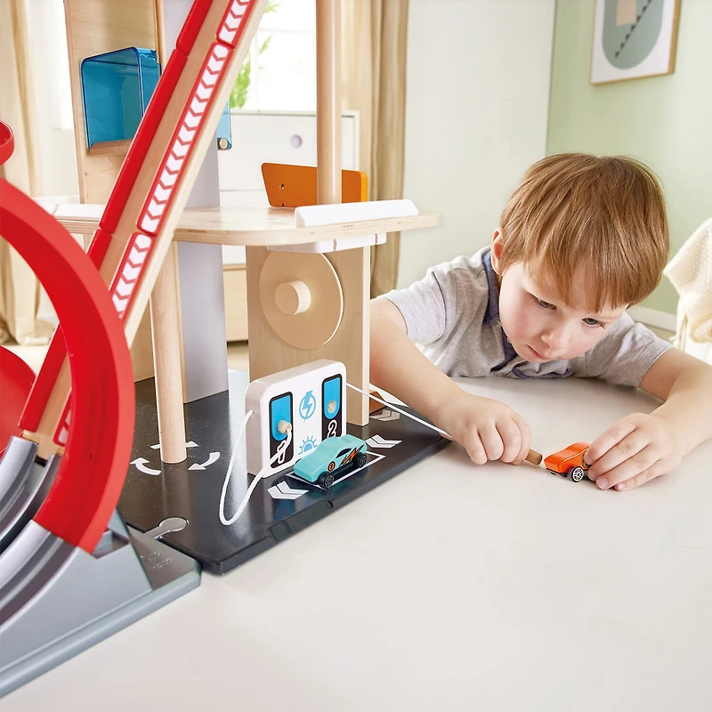 Hape Gearhead Stunt Garage Interactive Toy