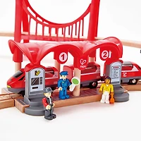 Hape Train Set: Busy City Rail Set Interactive Toy