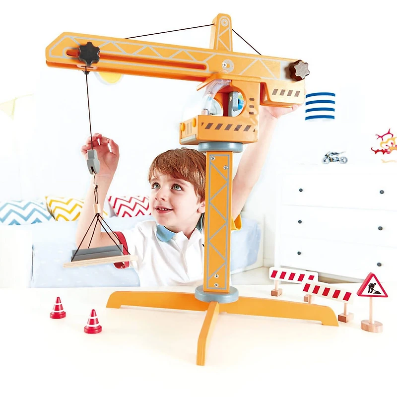 Hape Playscapes Crane Lift Playset Interactive Toy