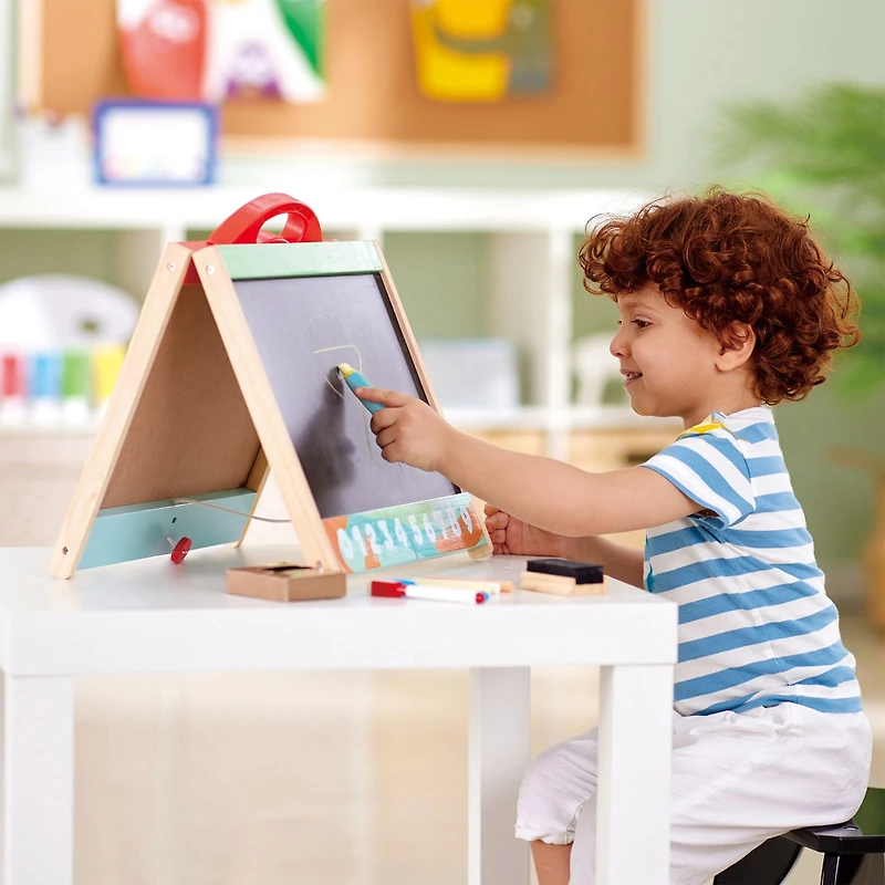 Hape Store & Go Easle: Double-Sided 5-pc. Easel