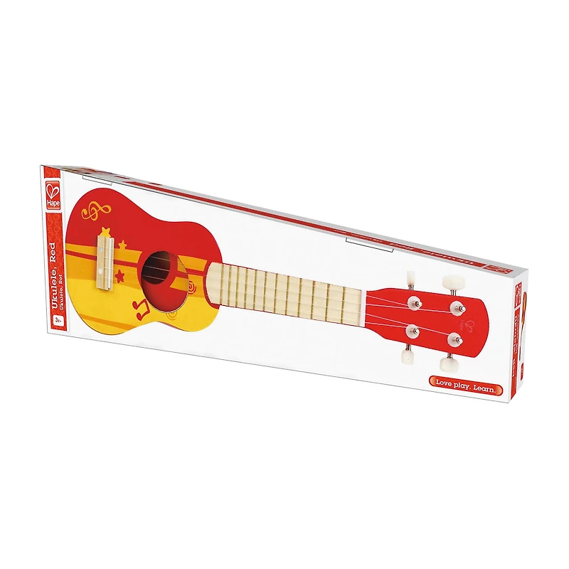 Hape Kids Toy Ukulele - Red & Yellow Musical Instrument