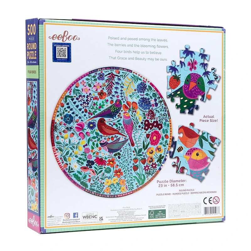 Eeboo Piece & Love Four Birds 500-pc. Puzzle