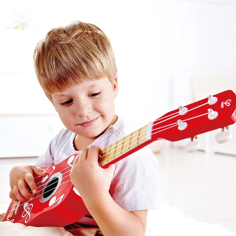 Hape Kids Wooden Toy Ukulele - Red Dot