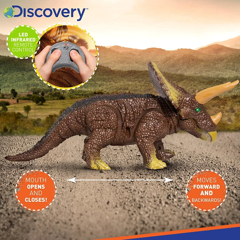Discovery Kids RC Triceratops LED Infrared Remote Control Toy