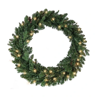 Kurt Adler 30-Inch Pre-Lit Clear Jackson Pine Wreath