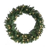 Kurt Adler 30-Inch Pre-Lit Clear Jackson Pine Wreath