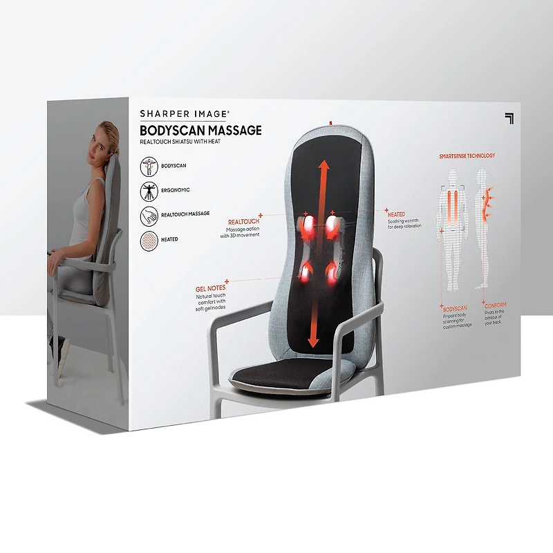 Sharper Image Smartsense Shiatsu Realtouch Chair Pad with Heat Massager