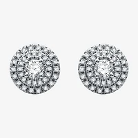 3/4 CT. T.W. Natural White Diamond 10K White Gold 8.9mm Round Stud Earrings