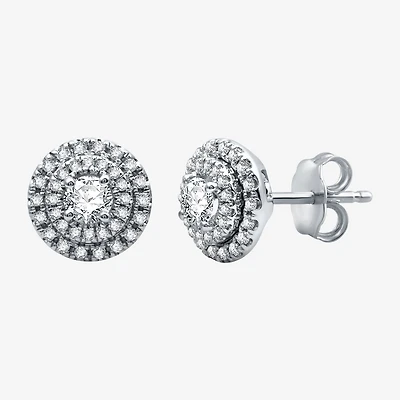 3/4 CT. T.W. Natural White Diamond 10K White Gold 8.9mm Round Stud Earrings