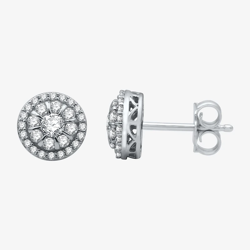 3/4 CT. T.W. Natural White Diamond 10K White Gold 8.9mm Round Stud Earrings