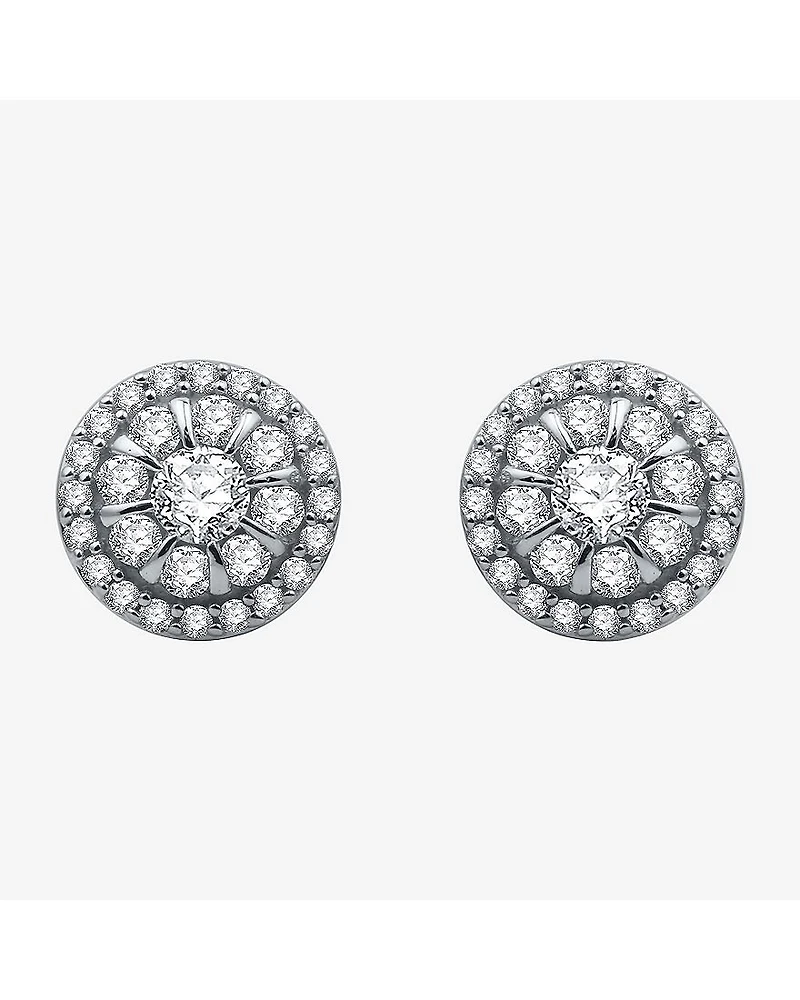 1 CT. T.W. Natural White Diamond 10K White Gold 9.9mm Round Stud Earrings