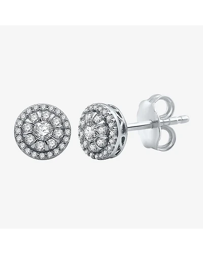 1 CT. T.W. Natural White Diamond 10K White Gold 9.9mm Round Stud Earrings