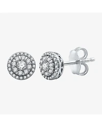 1 CT. T.W. Natural White Diamond 10K White Gold 9.9mm Round Stud Earrings