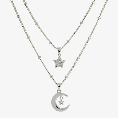 Sparkle Allure Womens Cubic Zirconia Pure Silver Over Brass Star 2-pc. Necklace Set