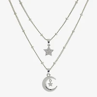 Sparkle Allure Womens Cubic Zirconia Pure Silver Over Brass Star 2-pc. Necklace Set