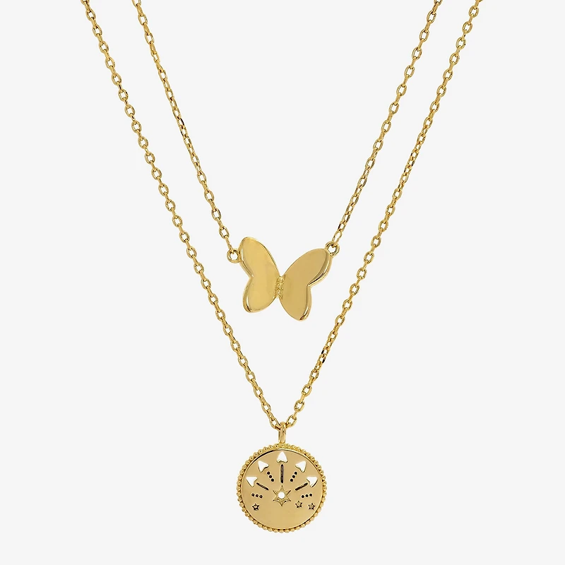 Sparkle Allure Womens 14K Gold Over Brass Butterfly 2-pc. Necklace Set