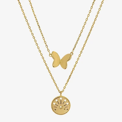 Sparkle Allure Womens 14K Gold Over Brass Butterfly 2-pc. Necklace Set