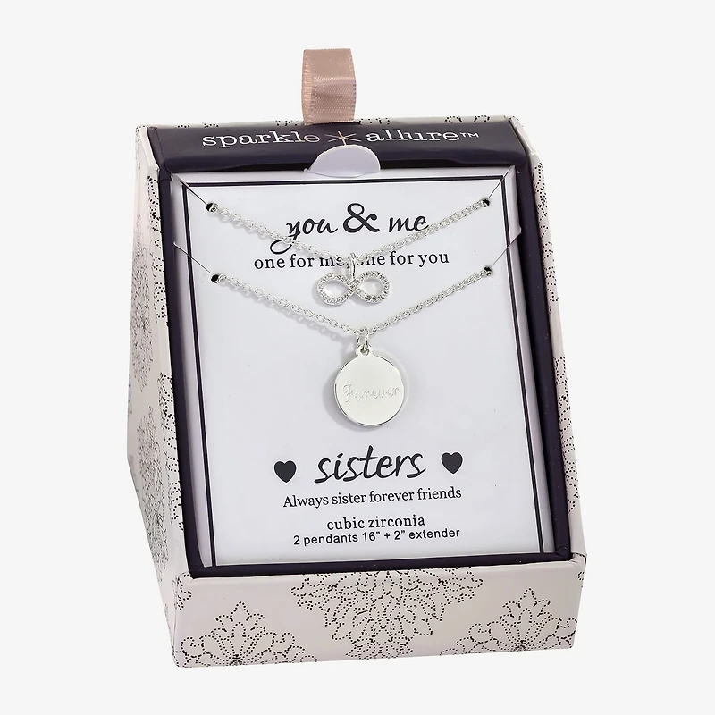 Sparkle Allure Womens Cubic Zirconia Pure Silver Over Brass Infinity 2-pc. Necklace Set