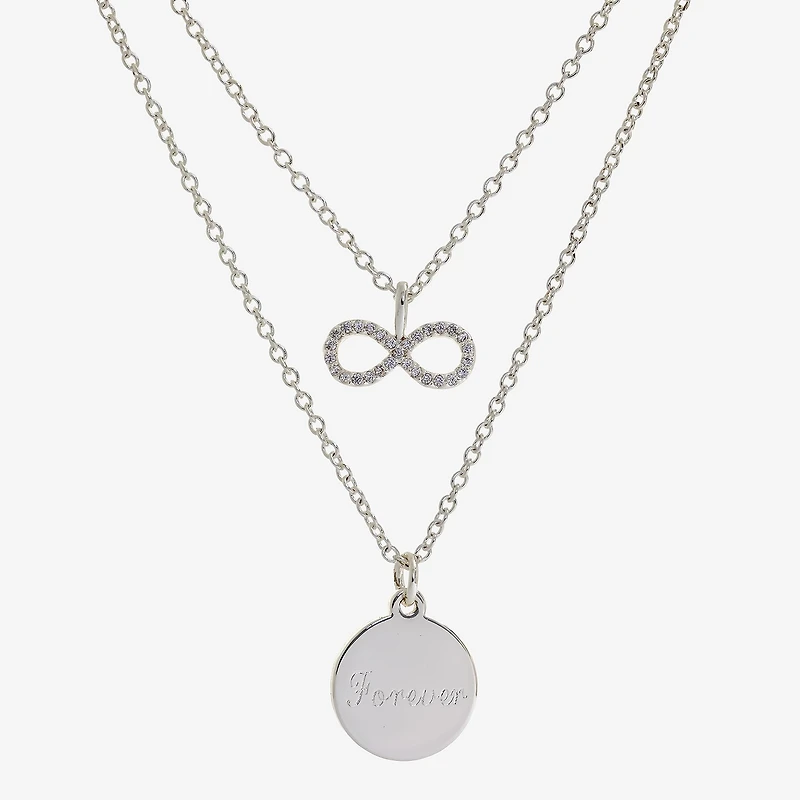 Sparkle Allure Womens Cubic Zirconia Pure Silver Over Brass Infinity 2-pc. Necklace Set