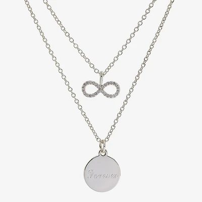 Sparkle Allure Womens Cubic Zirconia Pure Silver Over Brass Infinity 2-pc. Necklace Set