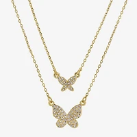 Sparkle Allure Womens Cubic Zirconia 14K Gold Over Brass Butterfly 2-pc. Necklace Set