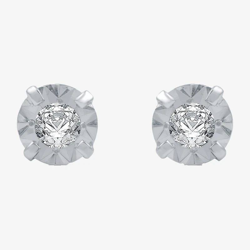 1/5 CT. T.W .Natural Diamond 10K White Gold Stud Earrings