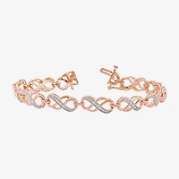 Womens 1/10 CT. T.W. Natural White Diamond 14K Rose Gold Over Silver Infinity 7.5 Inch Tennis Bracelet