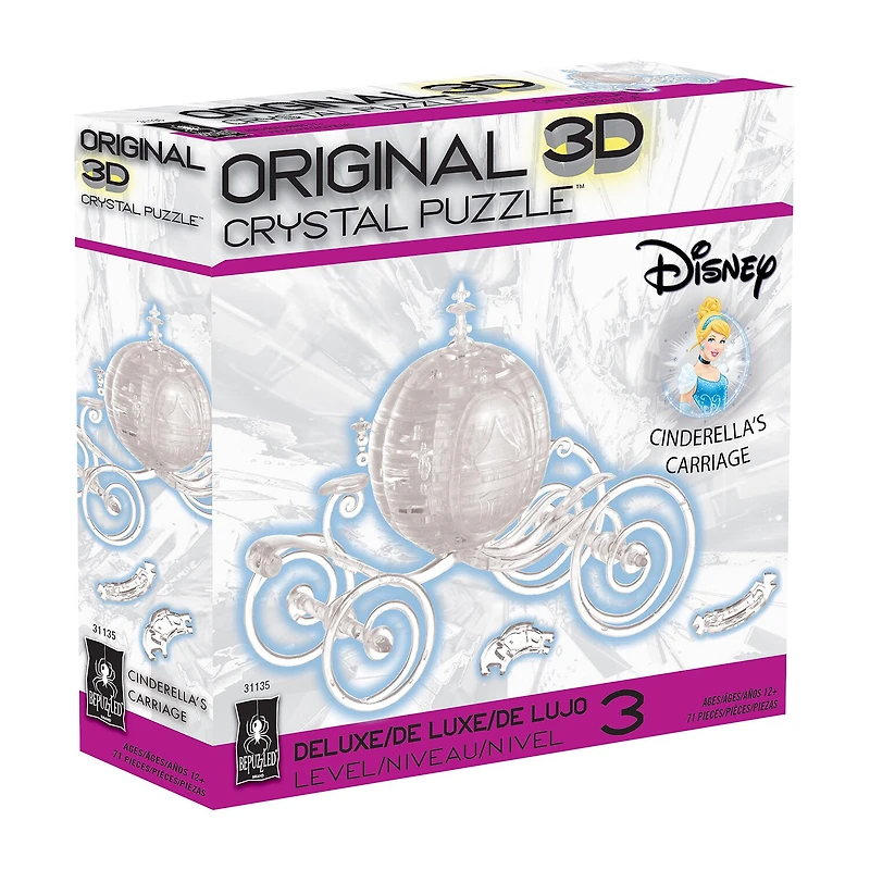 Bepuzzled 3d Crystal Disney Cinderella'S Carriage (Clear): 71 Pcs Cinderella Princess Puzzle