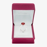 Sparkle Allure Womens Red Crystal Pure Silver Over Brass Heart Cocktail Ring